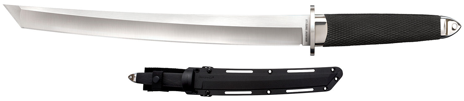 Cold Steel CS35AE Magnum Tanto XII 12" Fixed Plain Tanto VG-10 San Mai Satin Finish Blade Black Textured Kray-Ex Handle with Secure-Ex Sheath