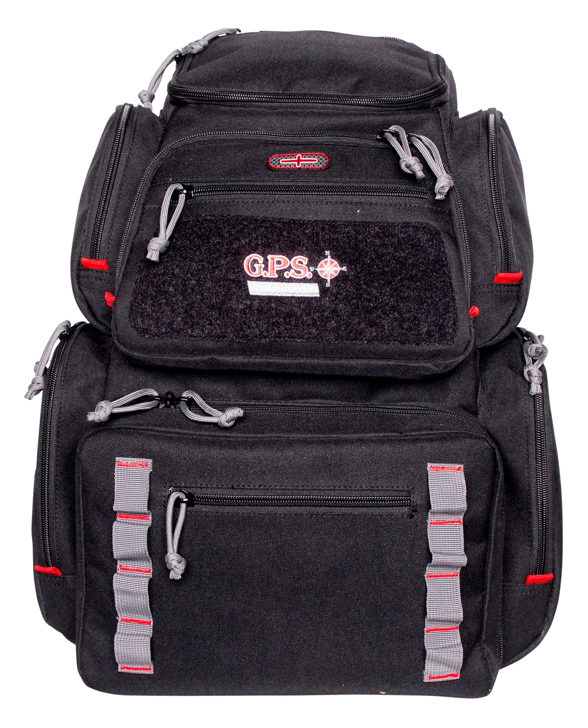 GPS Pistolero Black/Gray Shooting Backpack MOLLE Webbing 5 Handgun Storage Cases