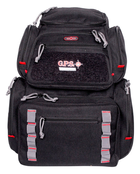 GPS Pistolero Black/Gray Shooting Backpack MOLLE Webbing 5 Handgun Storage Cases