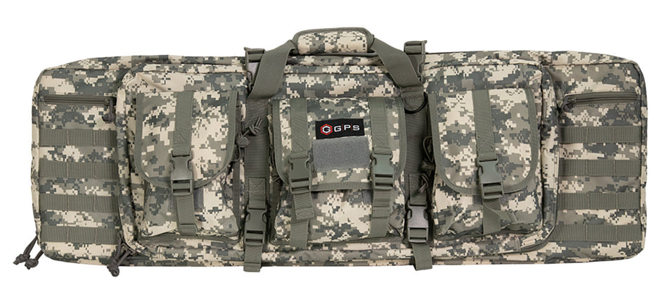 GPS Bags DRC36ACU A-TACS AU 36-Inch Double Rifle Case 600D Polyester with Padded Pistol Pockets and MOLLE