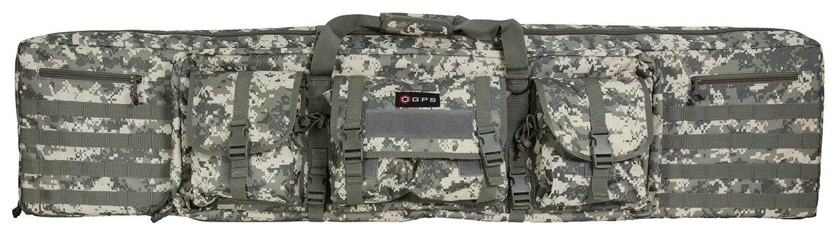 GPS Bags DRC55ACU A-TACS AU Camo 55-Inch Double Rifle Case 600D Polyester Padded Pistol Pockets MOLLE