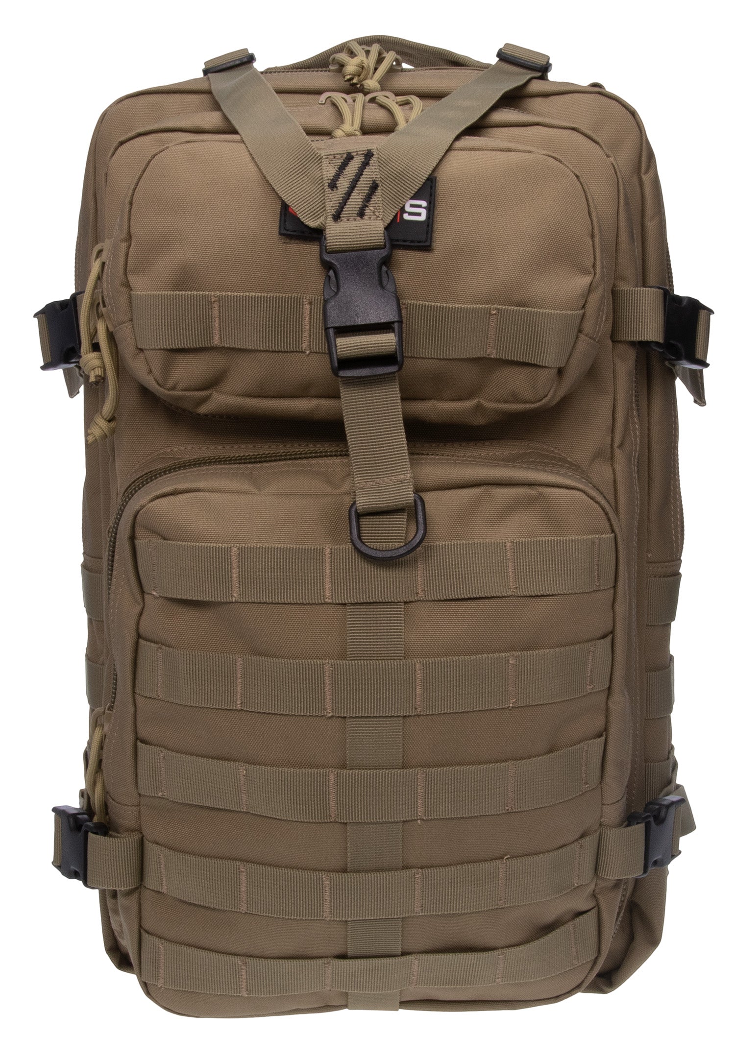 GPS Tactical Laptop Range Backpack Tan 600D Polyester MOLLE Webbing 2 Pistols