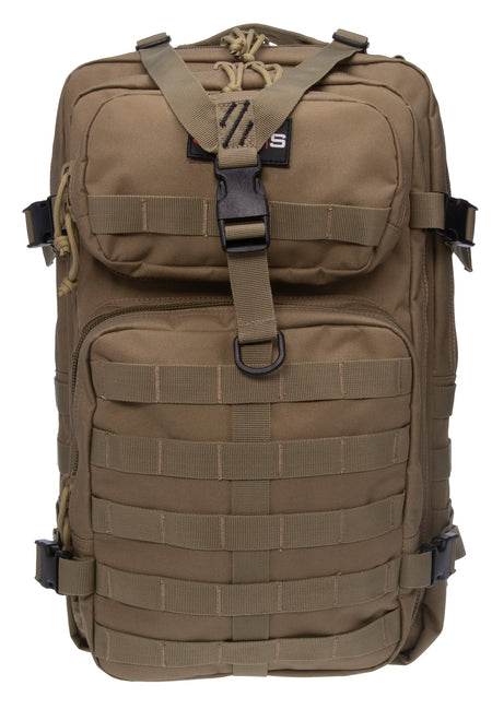 GPS Tactical Laptop Range Backpack Tan 600D Polyester MOLLE Webbing 2 Pistols