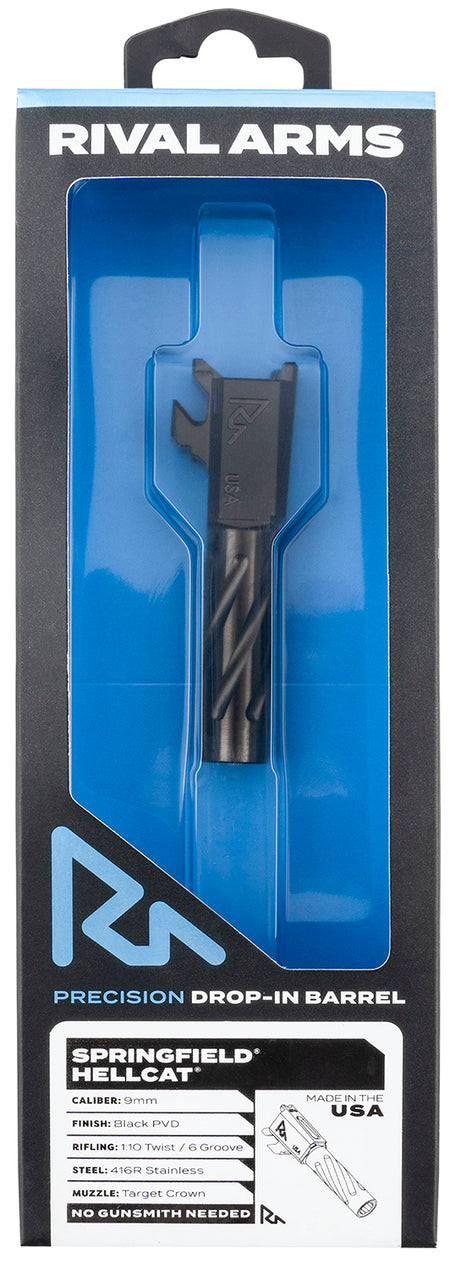 Rival Arms Precision V1 416R Stainless Steel Black PVD Barrel for Springfield Hellcat, Spiral Fluted