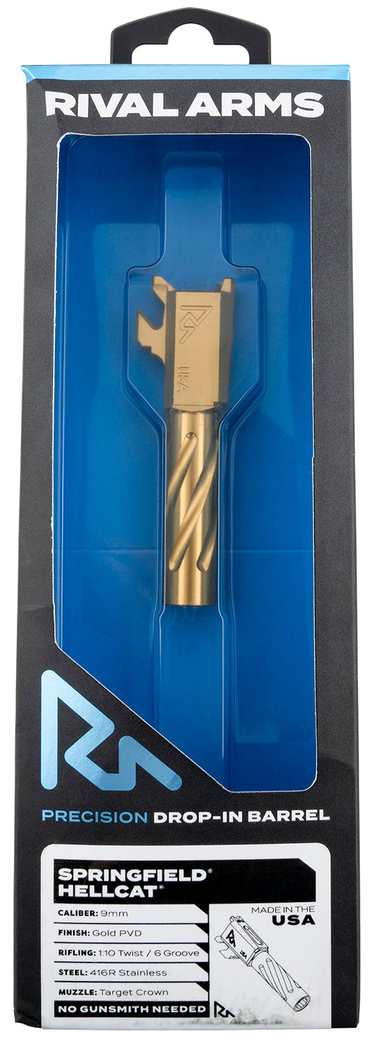 Rival Arms Precision V1 Stainless Steel Gold PVD Spiral Fluted Barrel for Springfield Hellcat