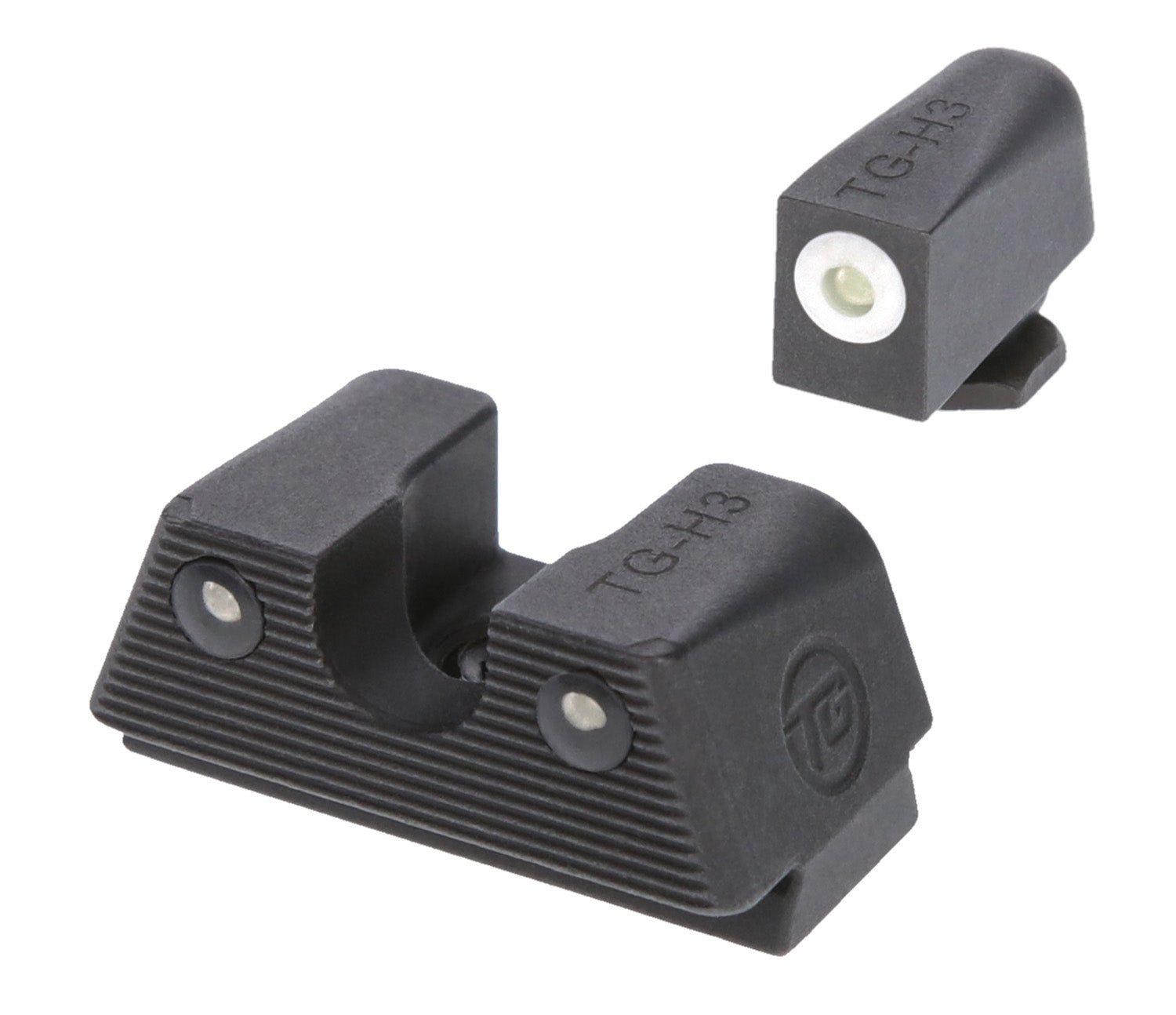 TruGlo Tritium X Low White Outline Front Post Dovetail Rear Night Sight Set for Standard Glock Models