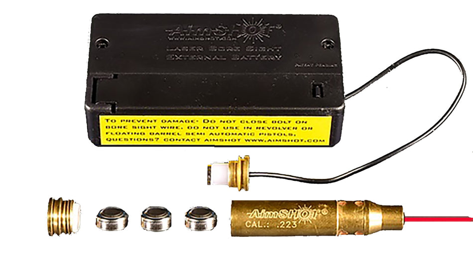 AimShot MBS22320X Modular .223 Bore Sight 20X Brighter Red Laser & Batteries