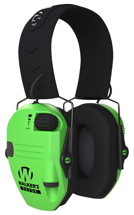Walker's 23 dB Razor Slim Electronic Hearing Muff Over the Head Hi-Viz Green/Black