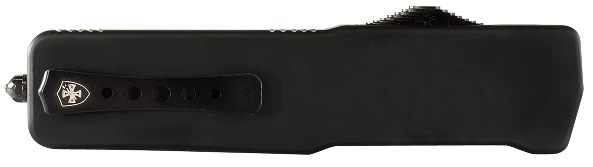 Templar Knife SABR321 Premium LW Small 3" OTF Drop Point Black Oxide D2 Blade, 4.50" Black Aluminum Handle with Clip