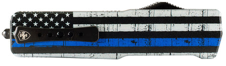Templar Knife LABTB52 Premium LW Large OTF 3.50" Tanto Stonewashed D2 Steel Blade, We Back You Blue Line Aluminum Handle