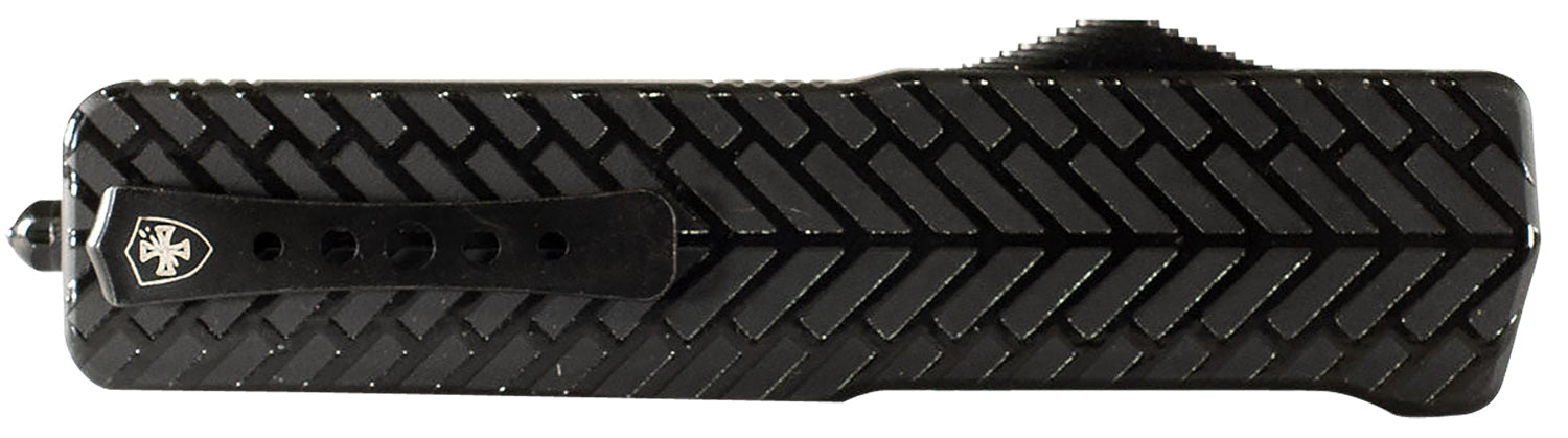 Templar Knife LAHBG52 Premium LW Large 3.55" OTF Tanto Serrated Black Oxide D2 Blade, 5.25" Herringbone Black Aluminum Handle & Clip