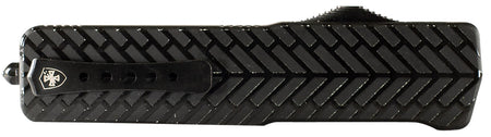 Templar Knife LAHBG52 Premium LW Large 3.55" OTF Tanto Serrated Black Oxide D2 Blade, 5.25" Herringbone Black Aluminum Handle & Clip