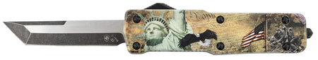 Templar Knife SZLIB221 Small Liberty OTF Premium Weighted Tanto Stonewashed D2 Steel Blade with Gold Aluminum Zinc Handle