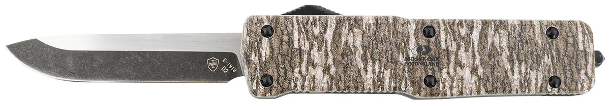 Templar Knife LZMOB321 Large OTF Premium Weighted Drop Point Stonewashed D2 Steel Blade with Mossy Oak Bottomland Handle