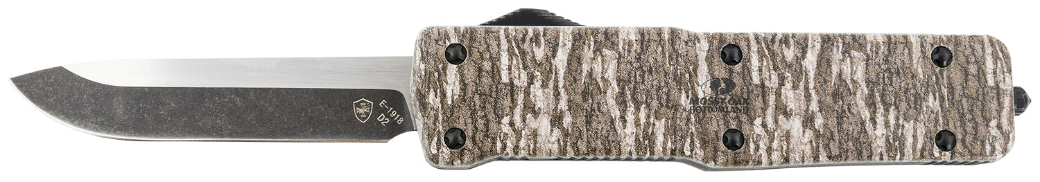 Templar Knife LZMOB321 Large OTF Premium Weighted Drop Point Stonewashed D2 Steel Blade with Mossy Oak Bottomland Handle