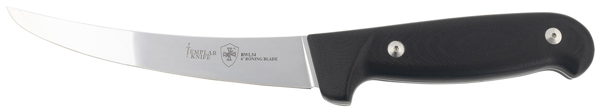 Templar Knife K6BBK362 Fixed Boning Knife 6" Damasteel Blade with Black G10 Handle