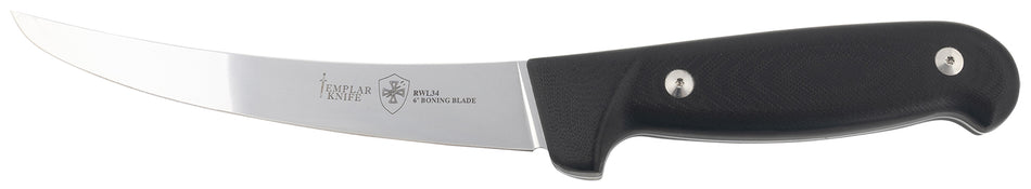 Templar Knife K6BBK362 Fixed Boning Knife 6" Damasteel Blade with Black G10 Handle