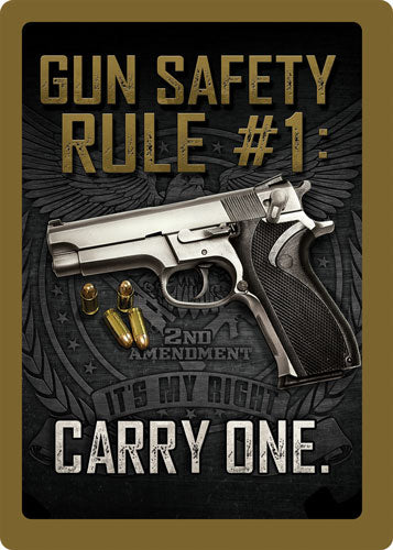 Rivers Edge Decorative Gun Safety Embossed Tin Sign 12x17