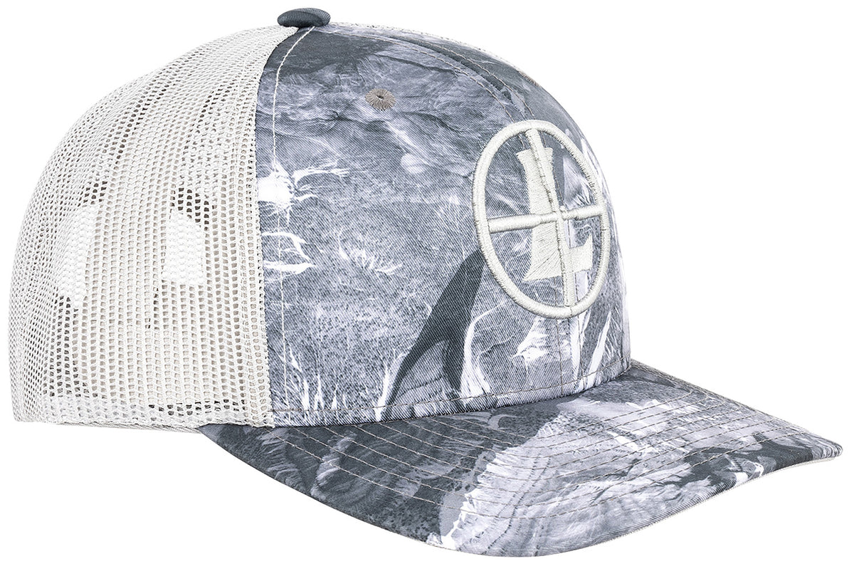 Leupold Icon Trucker Hat Mossy Oak/Terra/Charcoal with Pre-Curved Bill