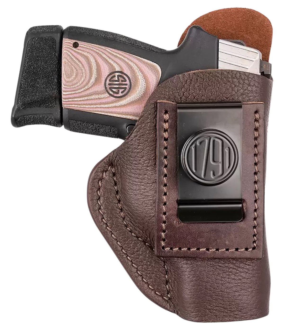 1791 Gunleather IWB Fair Chase Deer Hide Belt Clip Holster, Size 03, Classic Brown, Left Hand for Ruger LC9/Glock 42/43/43X