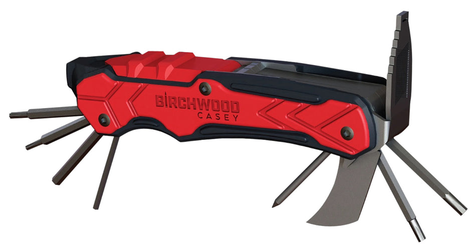 Birchwood Casey Universal Gun Multi-Tool UGMT, Black/Red with Scope Turret Tool & Bit Driver