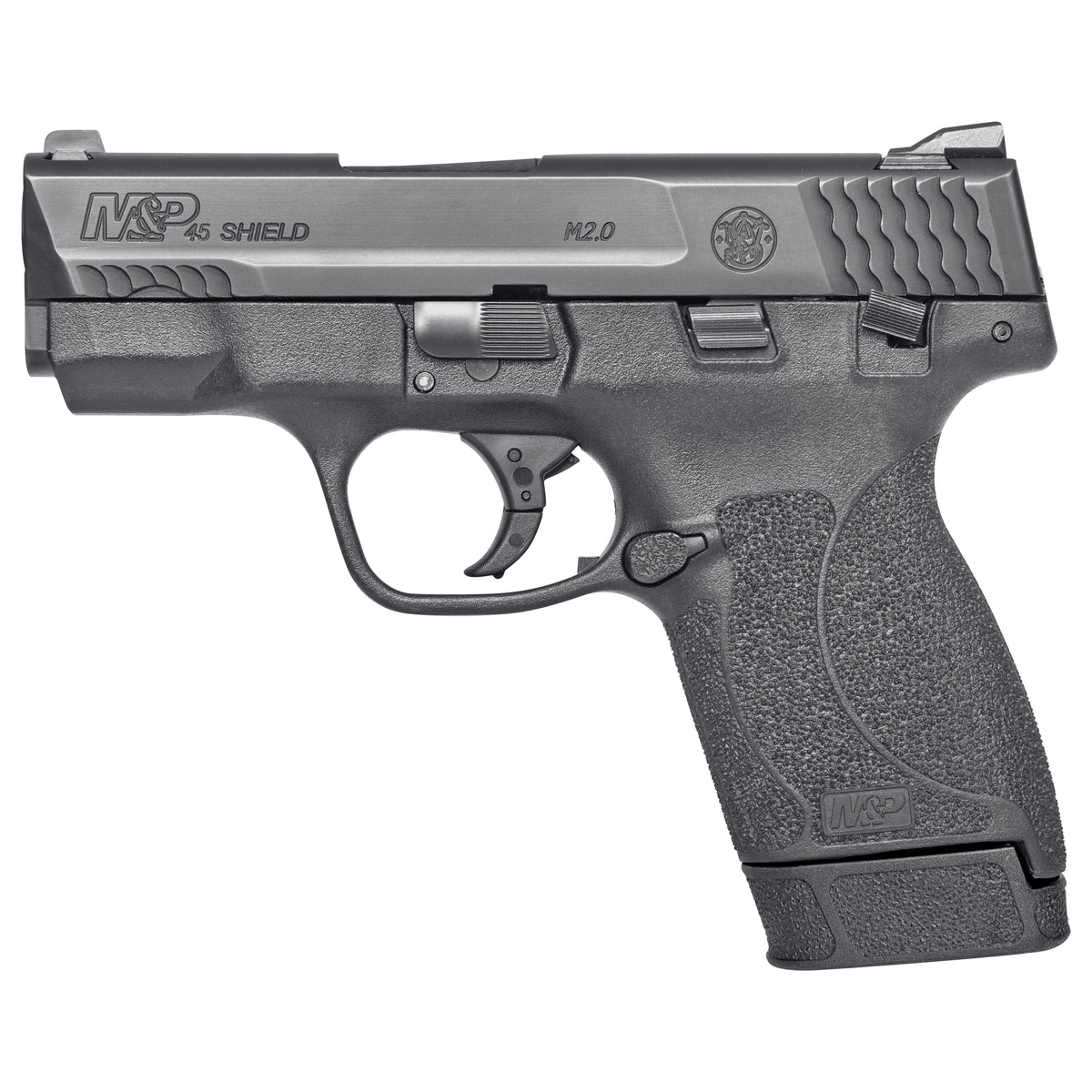 Smith & Wesson 14658 M&P M2.0 Shield Compact Slim Frame .45 ACP 7+1 3.30" Black Armornite Barrel, Black Armornite Stainless Steel Serrated Slide, Black Polymer Frame & Textured Grip, Manual Safety