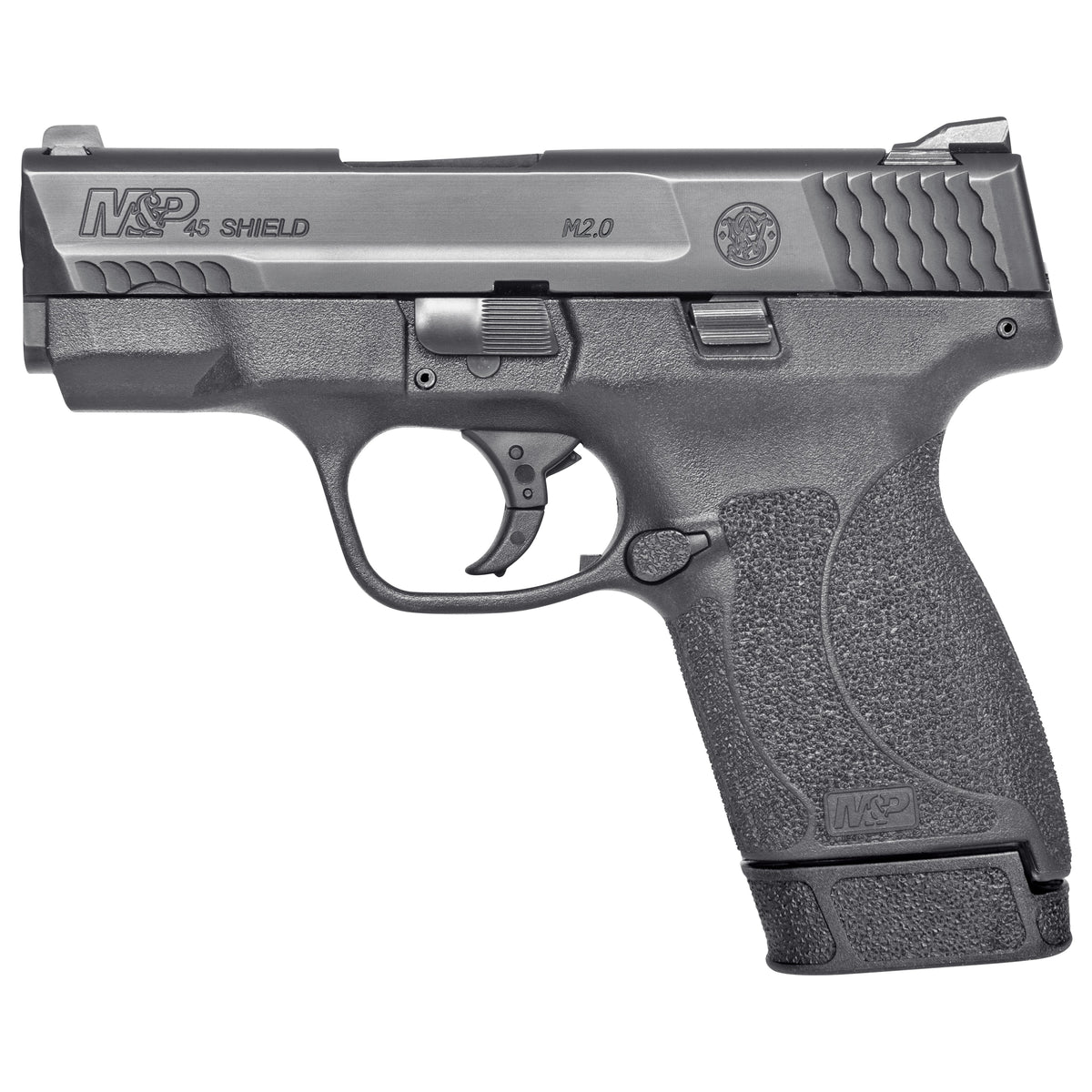 Smith & Wesson 14659 M&P M2.0 Shield Compact Slim Frame .45 ACP 7+1 3.30" Black Armornite Barrel, Black Armornite Stainless Steel Serrated Slide, Black Polymer Frame & Textured Grip, No Manual Safety