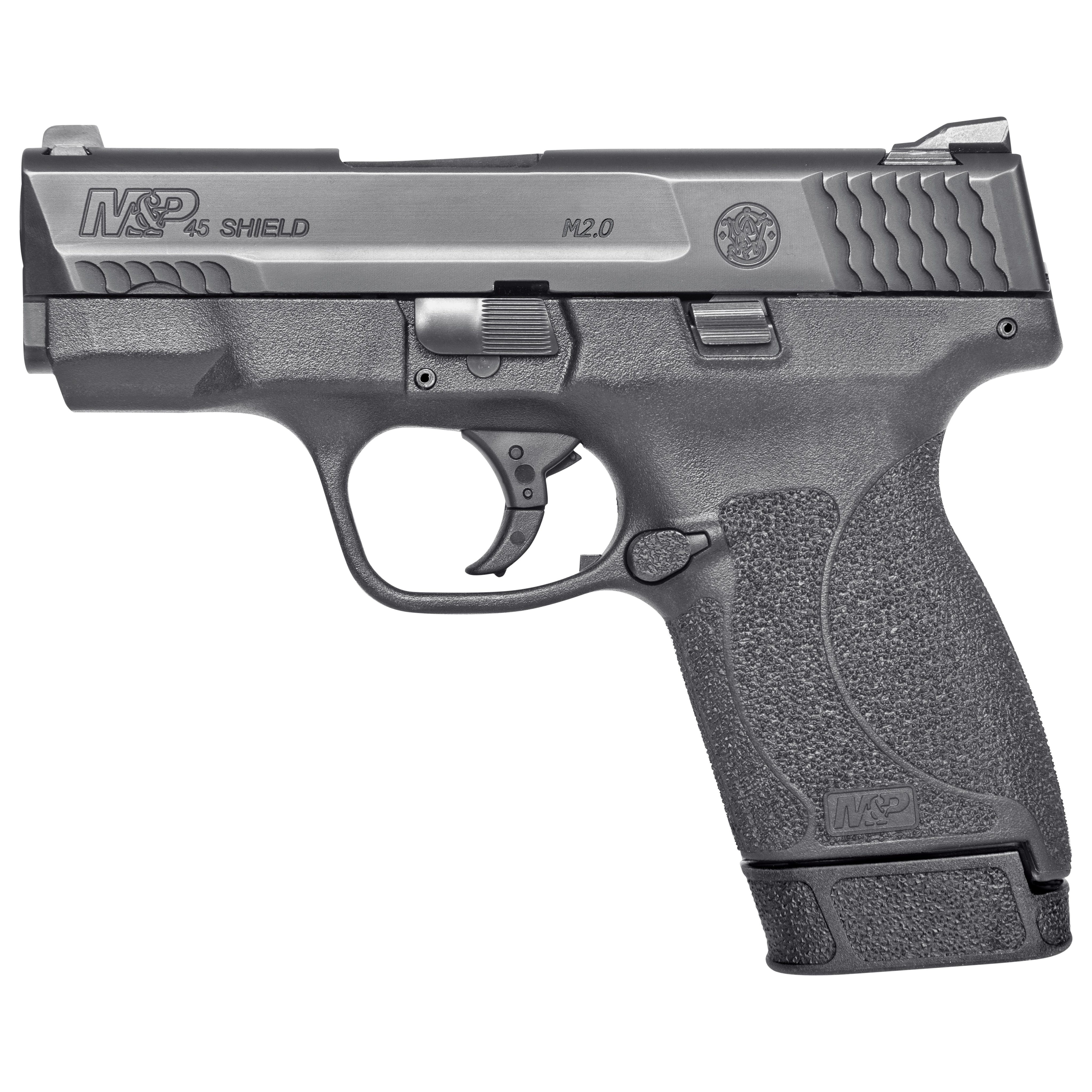 Smith & Wesson 14659 M&P M2.0 Shield Compact Slim Frame .45 ACP 7+1 3.30" Black Armornite Barrel, Black Armornite Stainless Steel Serrated Slide, Black Polymer Frame & Textured Grip, No Manual Safety