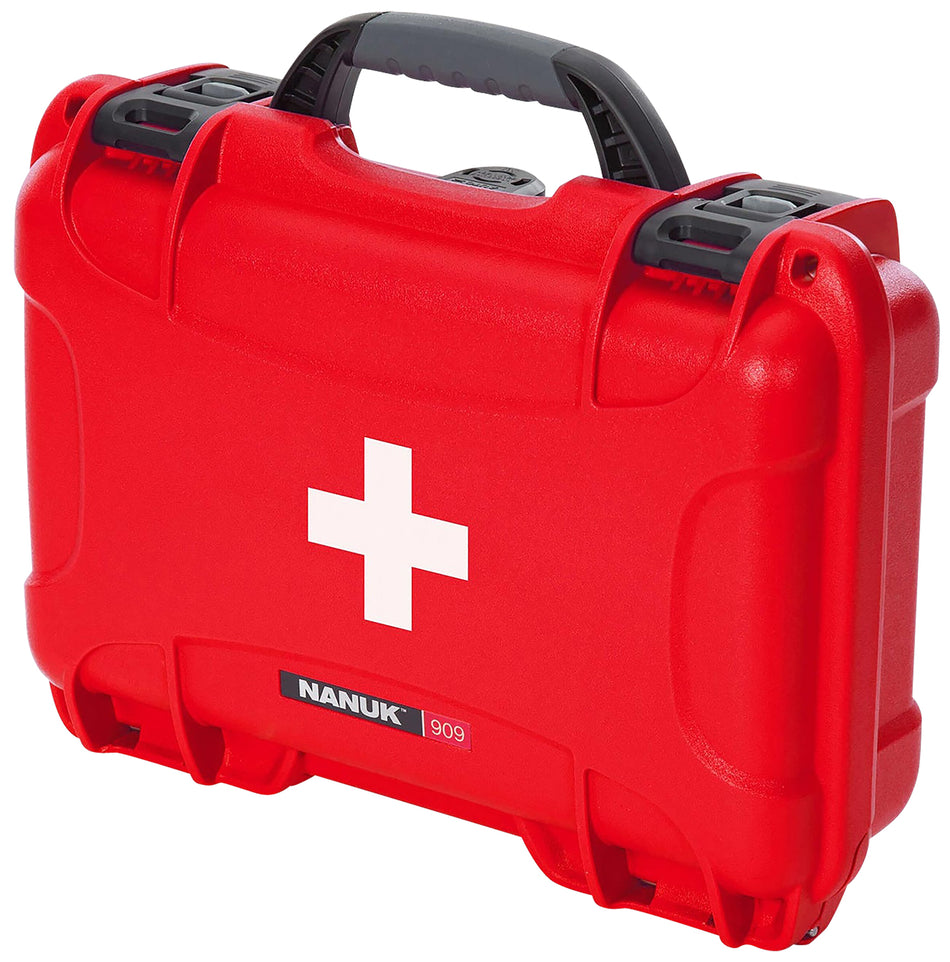 Nanuk 909FSA9 Waterproof Red Resin First Aid Storage Case with Latches