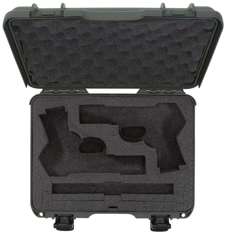 Nanuk 910 Olive Polymer Classic Dual Pistol Case with Closed-Cell Foam and Latches
