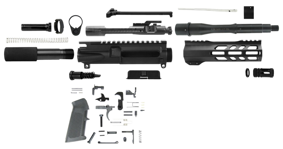 TacFire 5.56x45mm NATO AR Platform Pistol Build Kit 7.50" Barrel Black Complete
