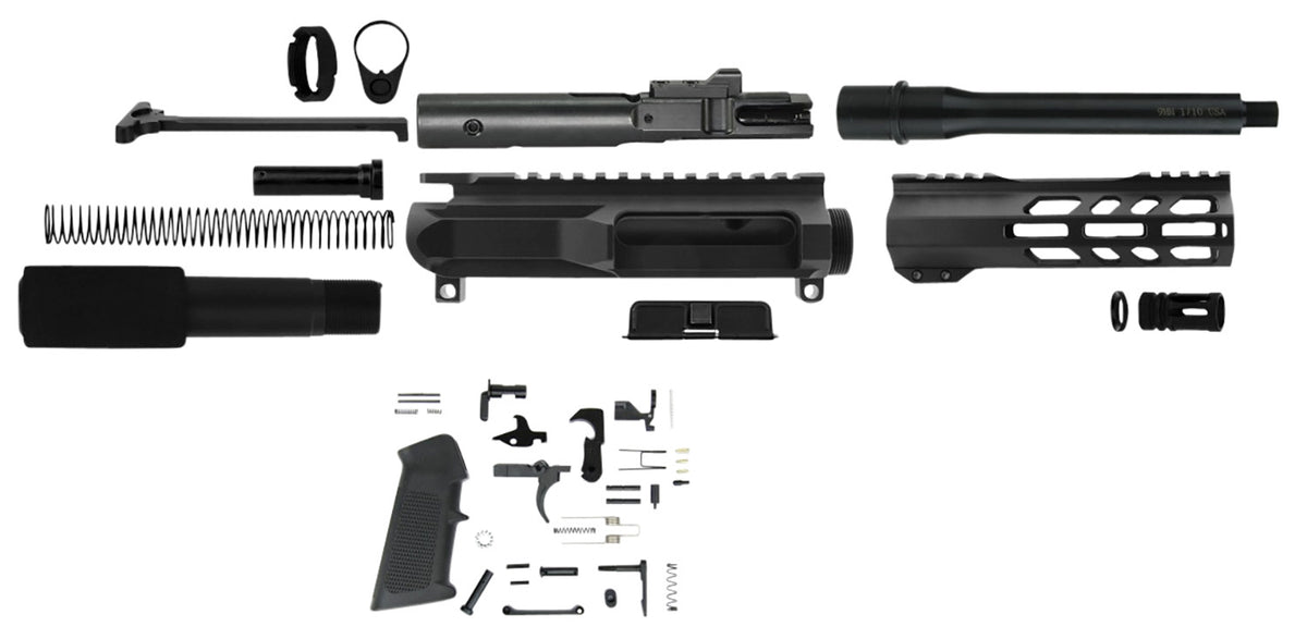 TacFire 9mm Luger AR Pistol Kit 7.50" Barrel Black Complete Upper and Lower Components