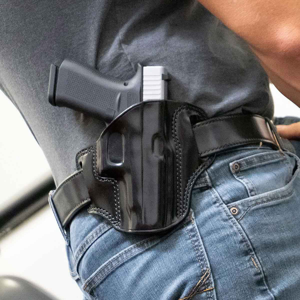 Galco CM876B Combat Master OWB Black Leather Belt Slide Holster Springfield Hellcat Pro Right Hand