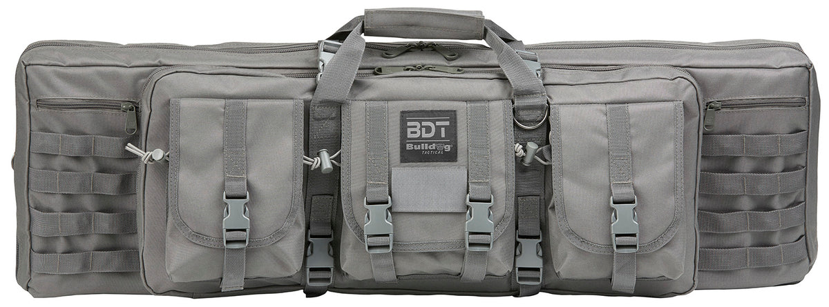 Bulldog BDT6037SG Tactical Double 37" Seal Gray Nylon Rifle Case 3 Accessory Pockets