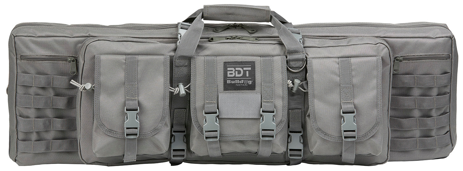 Bulldog BDT6037SG Tactical Double 37" Seal Gray Nylon Rifle Case 3 Accessory Pockets
