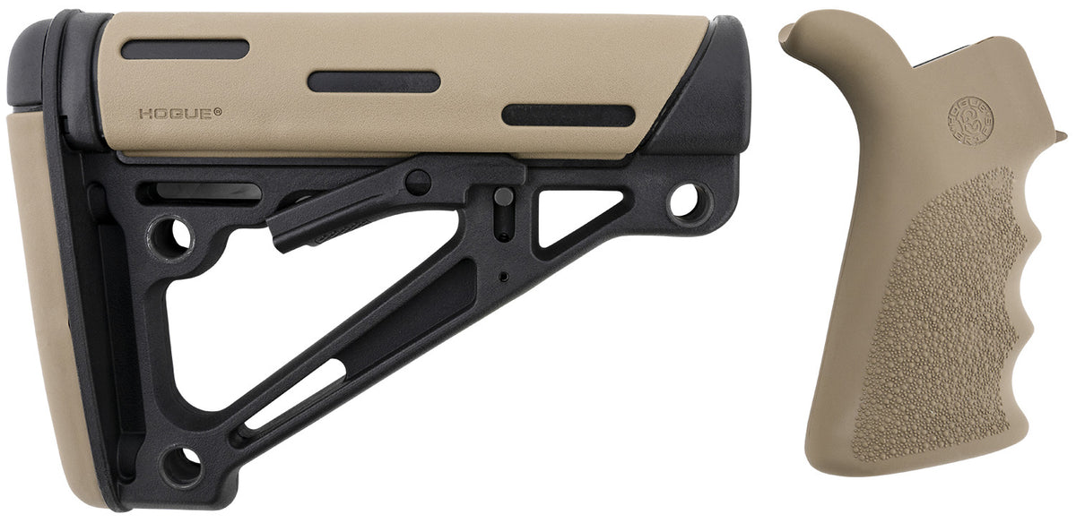 Hogue OverMolded AR-15/M16 Stock Flat Dark Earth Rubber with Finger Grooved Grip Mil-Spec Tube Not Included