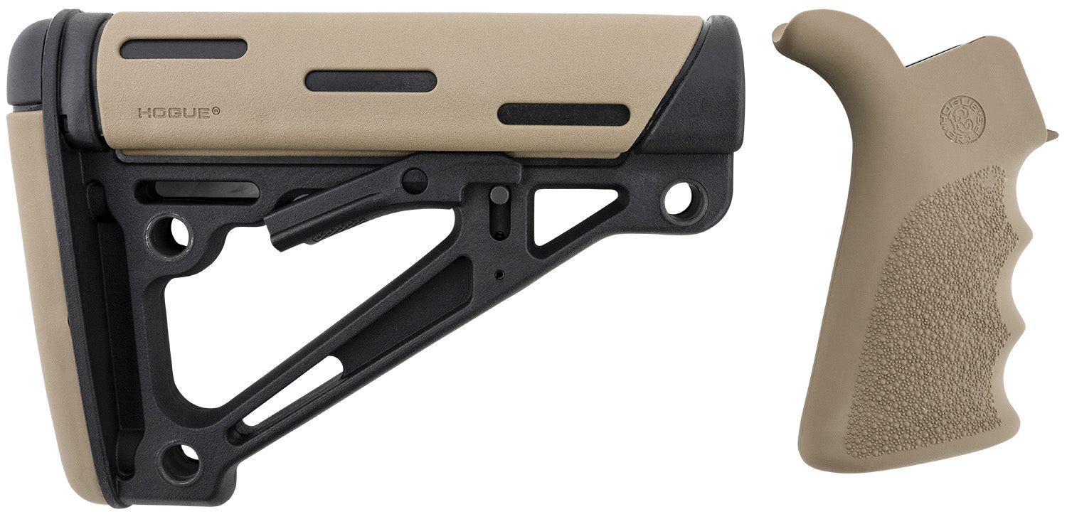 Hogue OverMolded AR-15/M16 Stock Flat Dark Earth Rubber with Finger Grooved Grip Mil-Spec Tube Not Included