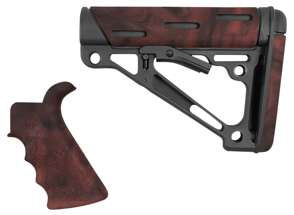 Hogue OverMolded AR-15/M16 Stock Red Lava Rubber with Finger Grooved Grip Mil-Spec Tube Not Included