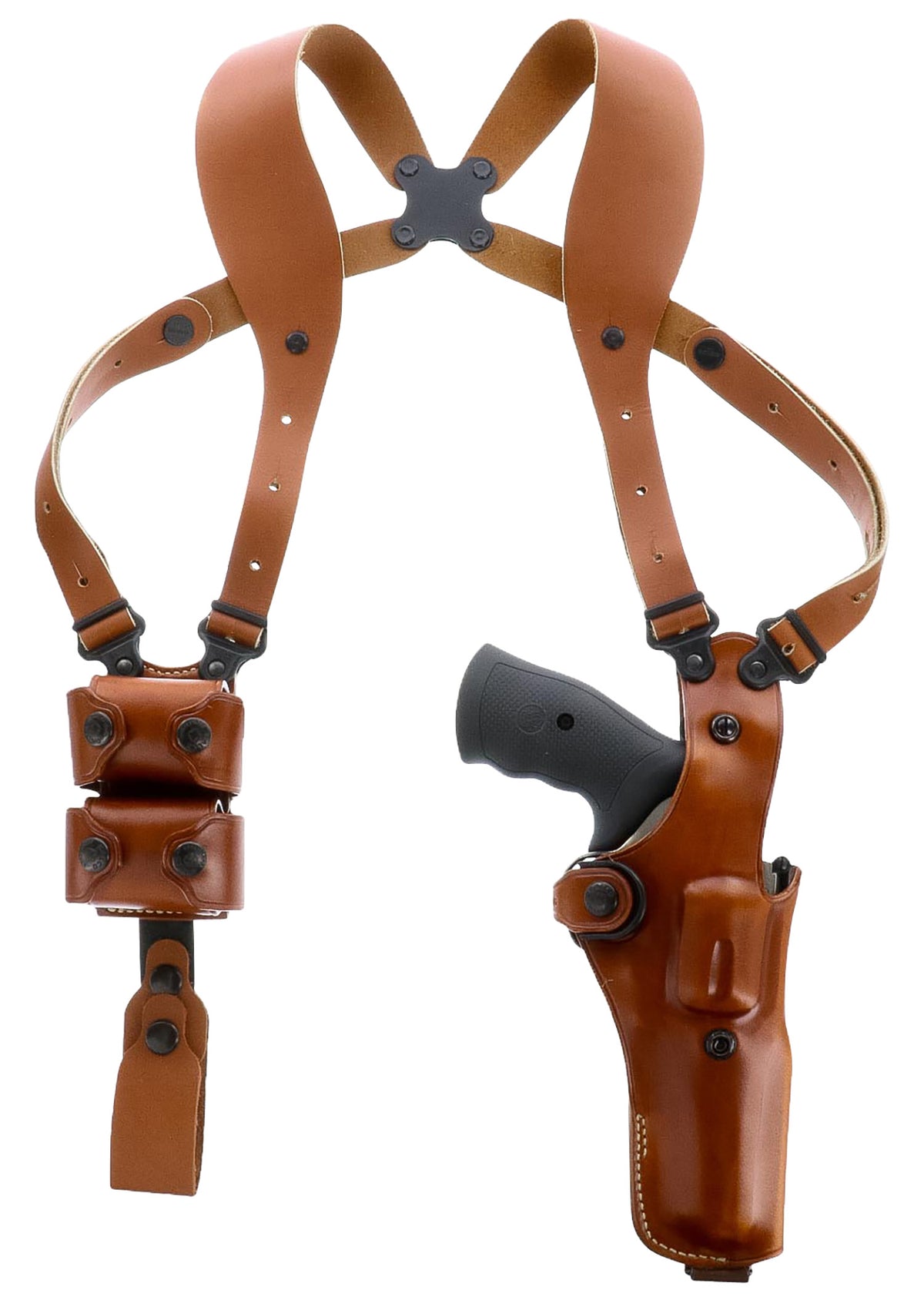 Galco VHS4104 VHS 4.0 Ambidextrous Shoulder Holster Tan Leather Spider Harness Fits S&W Model 686 4"