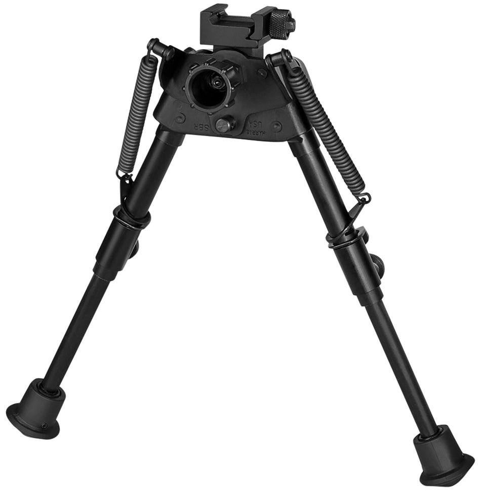 Harris S-BRP Picatinny Rail Swivel Bipod, 6-9", Black Anodized Steel/Aluminum, Rubber Feet