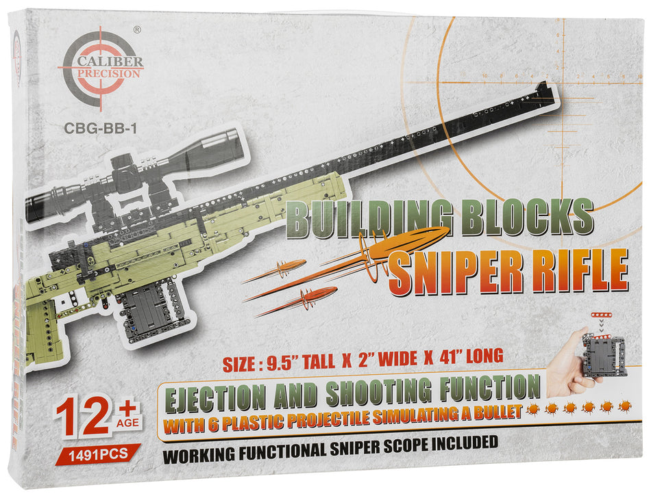 Caliber Gourmet CGBBB1 Novelty Sniper Rifle Building Block Kit 1491 Pieces Black/Green