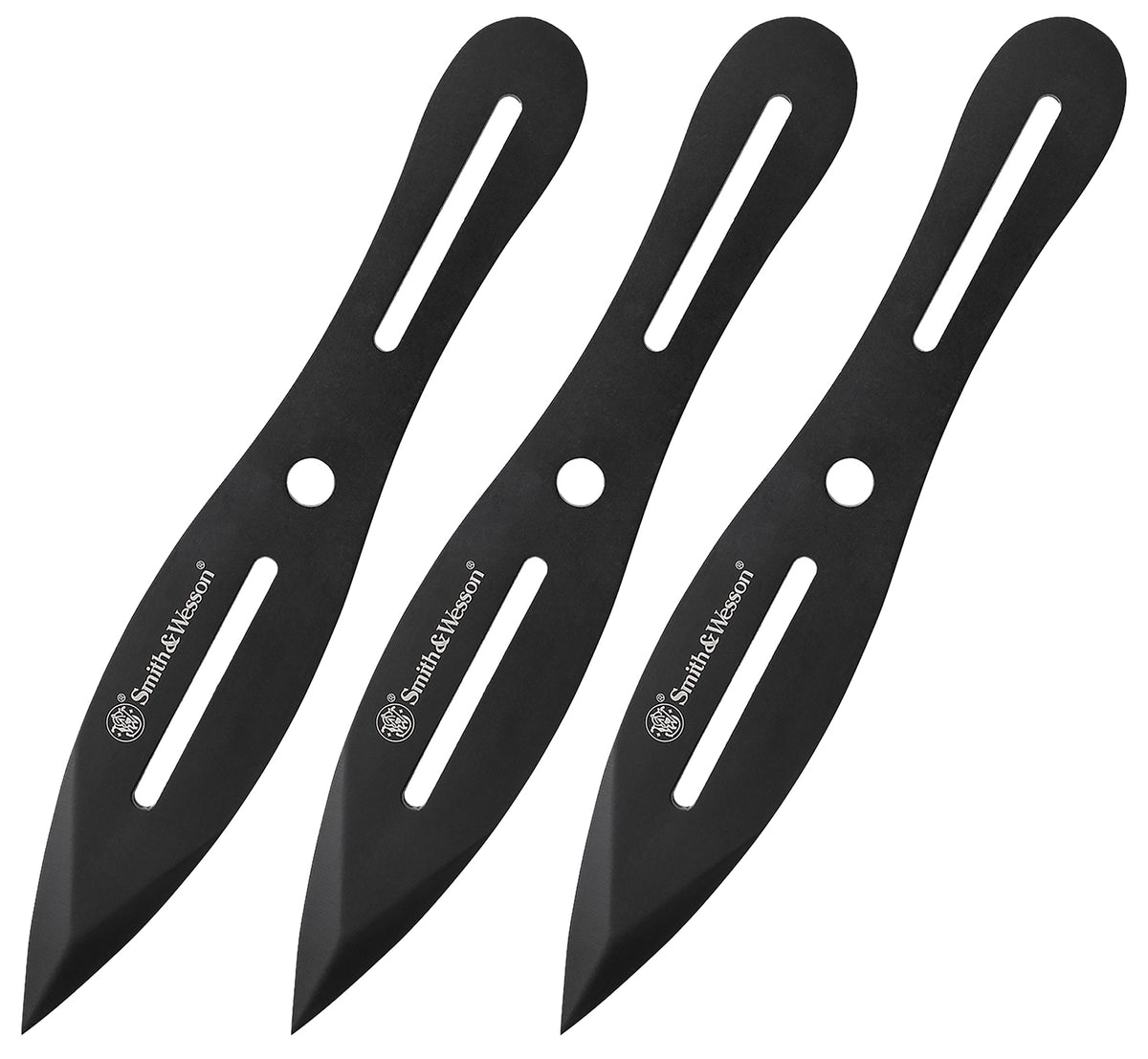 S&W SWTK8BCP Bullseye 4.26" Fixed Blade Throwing Knives Black Stainless Steel Handle with Polyester Sheath 3-Pack