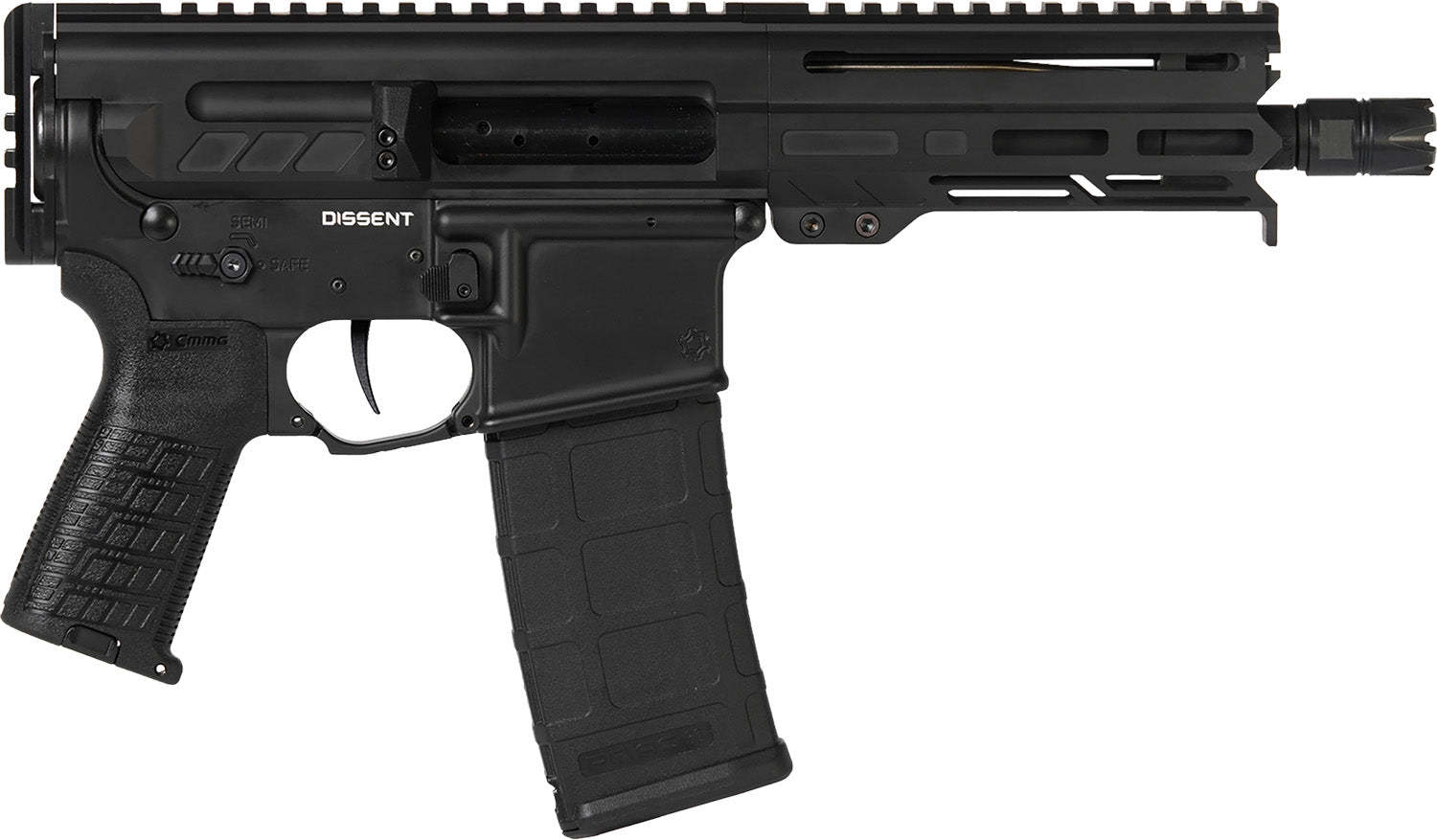 CMMG 55A938FAB Dissent 5.56x45mm NATO 30+1 6.50", Black Cerakote Rec, OEM Grip, Picatinny Buffer Adapter, Zeroed Drop-In Single Stage Trigger