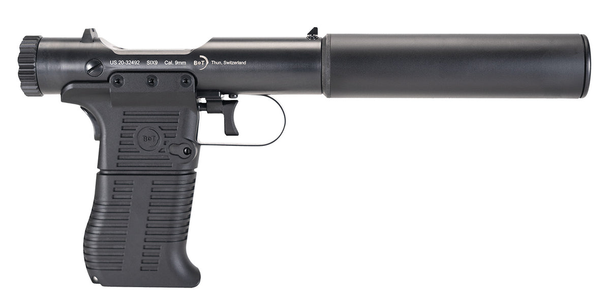 B&T Firearms 410111 Station Six 9mm Luger 9+1 3.50" Barrel/5.10" Suppressor, Black Hard Coat Anodized, Black Pre-Scored Grips