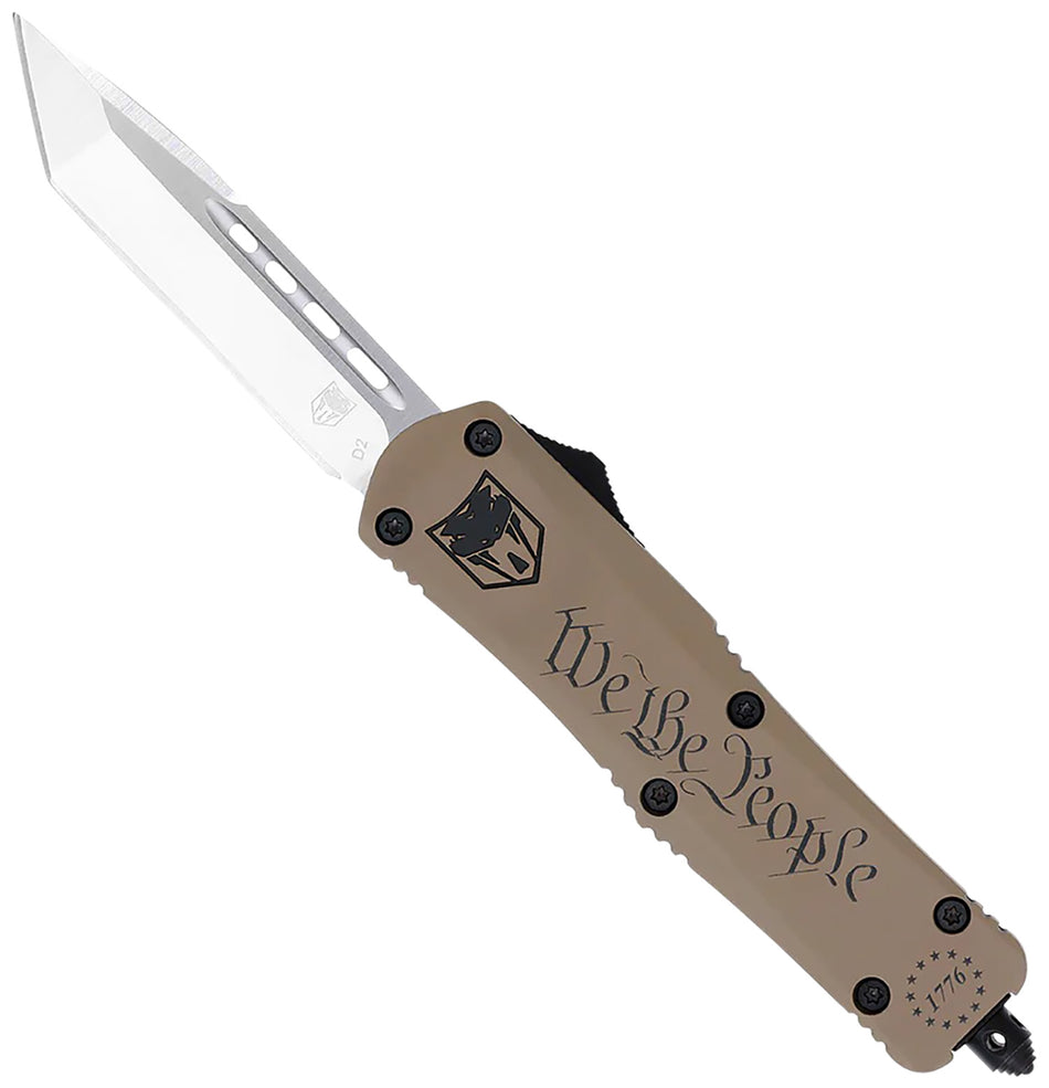 CobraTec FS-3 Small We The People OTF Tanto 2.75" D2 Blade Tan Cerakote Handle Includes Pocket Clip