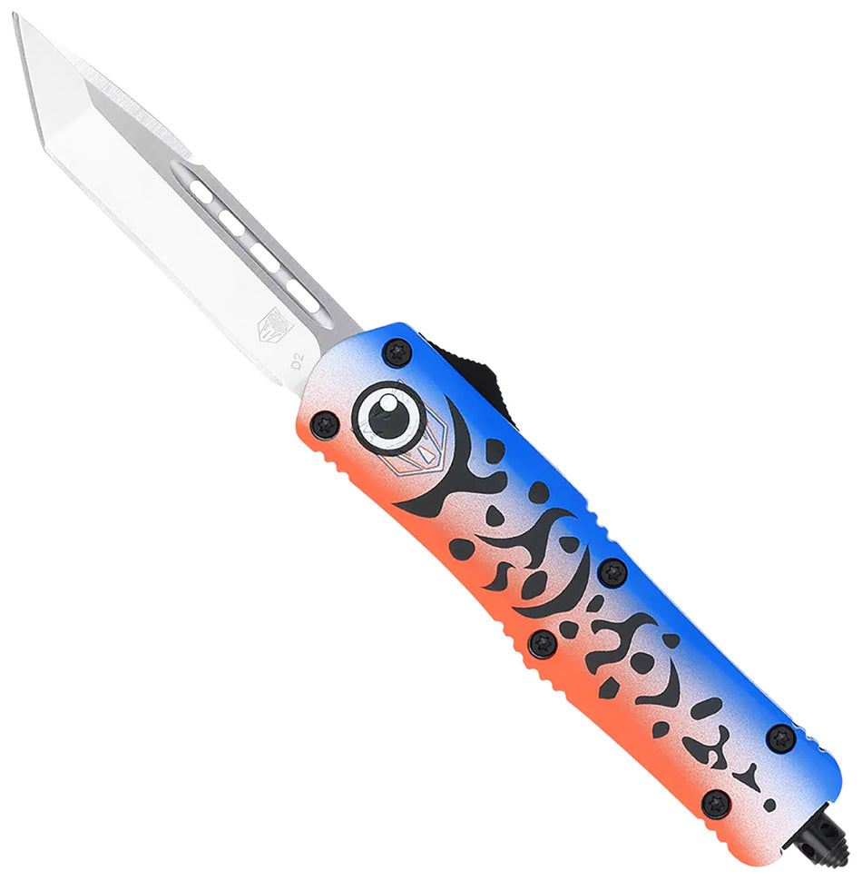CobraTec FS-3 Medium Blue Fishing Lure OTF Tanto 3" Satin D2 Blade Blue Cerakote Handle Includes Pocket Clip