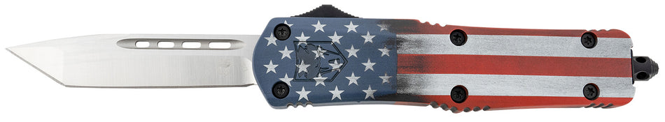 CobraTec FS-3 Medium American Flag OTF Tanto 3" Satin D2 Blade US Flag Cerakote Handle Includes Pocket Clip