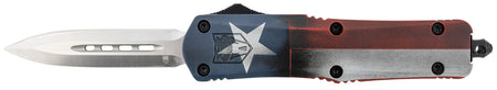 CobraTec FS-3 Medium Texas Flag OTF Dagger 3" Satin D2 Blade Texas Flag Cerakote Handle Includes Pocket Clip