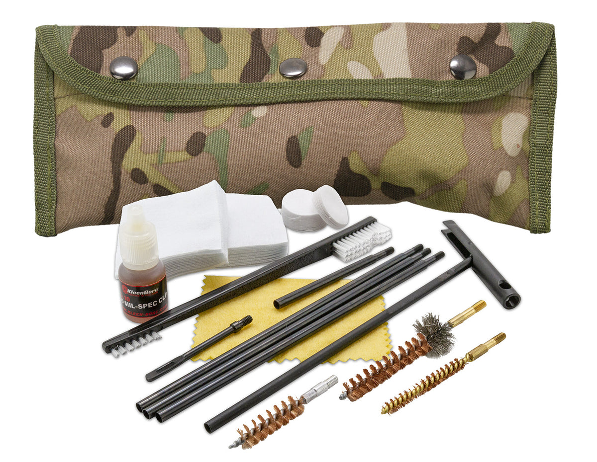 KleenBore POU303MC Multi-Caliber Modular Handgun/Rifle Cleaning Kit Multi-Cam Case