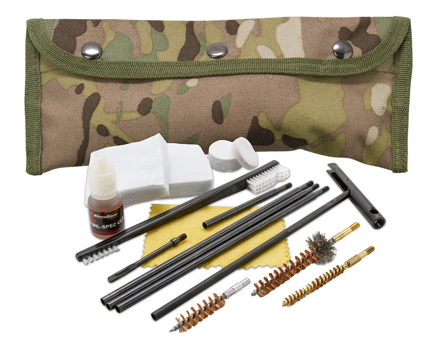 KleenBore POU303MC Multi-Caliber Modular Handgun/Rifle Cleaning Kit Multi-Cam Case